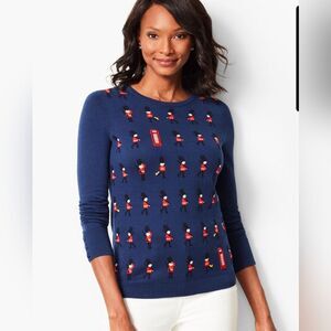 Talbots Palace Guards & British Phone Booth Whimsical Flair Long Sleeve Sweater